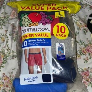 Fruit of the Loom Men's Boxer Briefs 10-Pack - Red, Blue, Gray